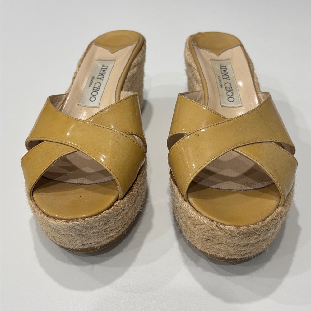 Jimmy Choo Tan Espadrille Wedges- Size 39